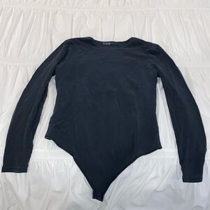 Abercrombie black cotton long sleeve bodysuit
